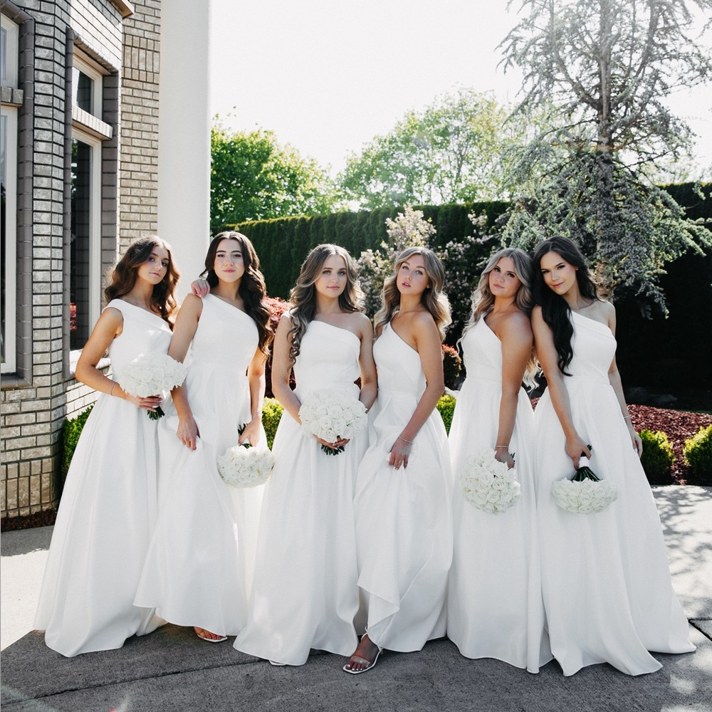White Off the Shoulder Floor Length Bridesmaid/ Evening Special Occasion Dresses